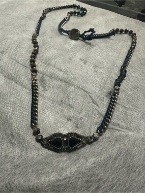 Isobella & Chloe Navy and Gunmetal Statement Necklace